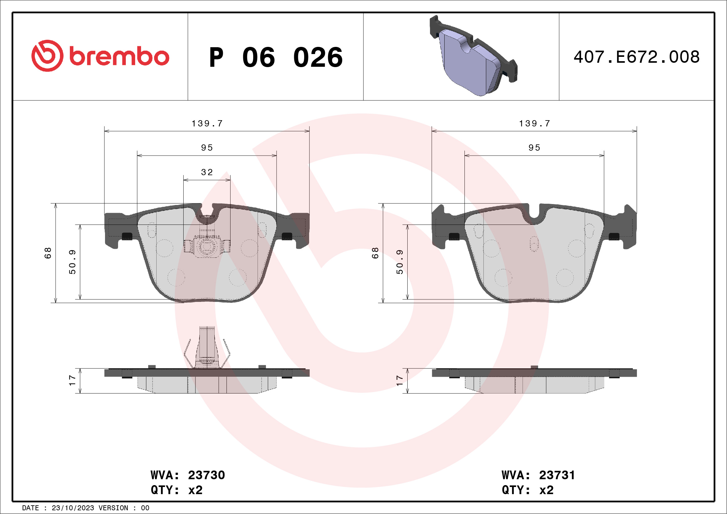 A.B.S. P 06 026 BREMBO Bremsbelagsatz, Scheibenbremse